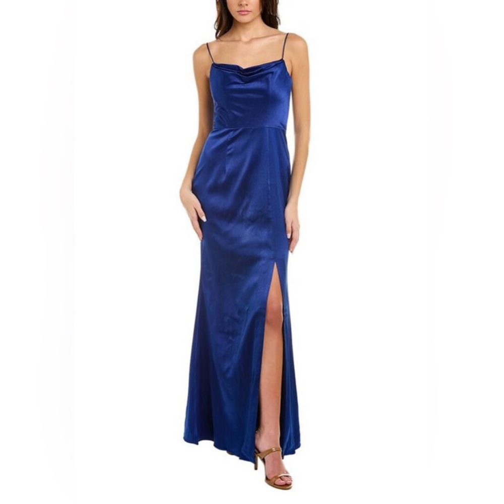 Black by Bariano Lana Gown, Blue, Size 6